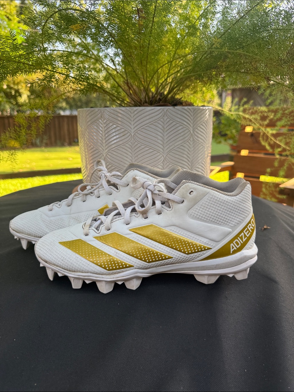 Adizero Football Cleats in White and Gold - Adidas Size 8.5 Men’s